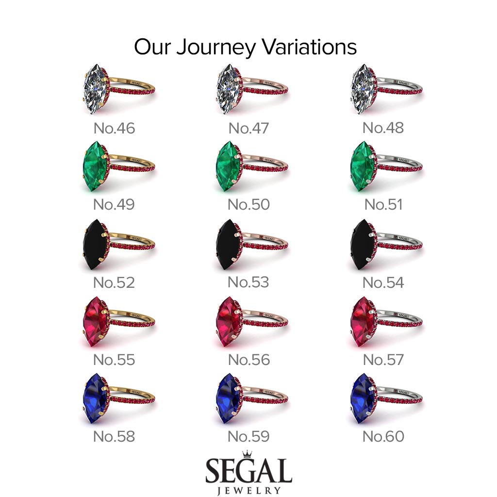 Hidden Halo Marquise Ruby Engagement Ring - Journey No. 55