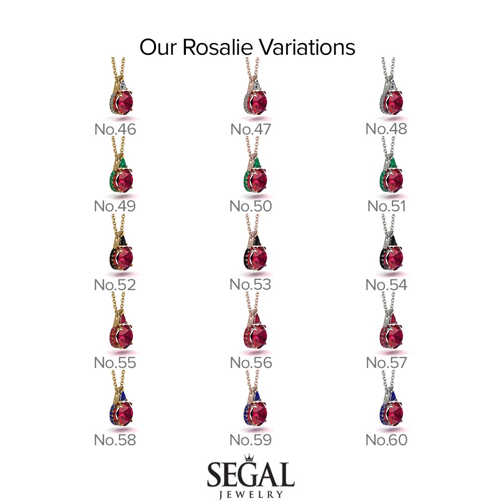 Hidden Halo Ruby Necklace - Rosalie No. 26