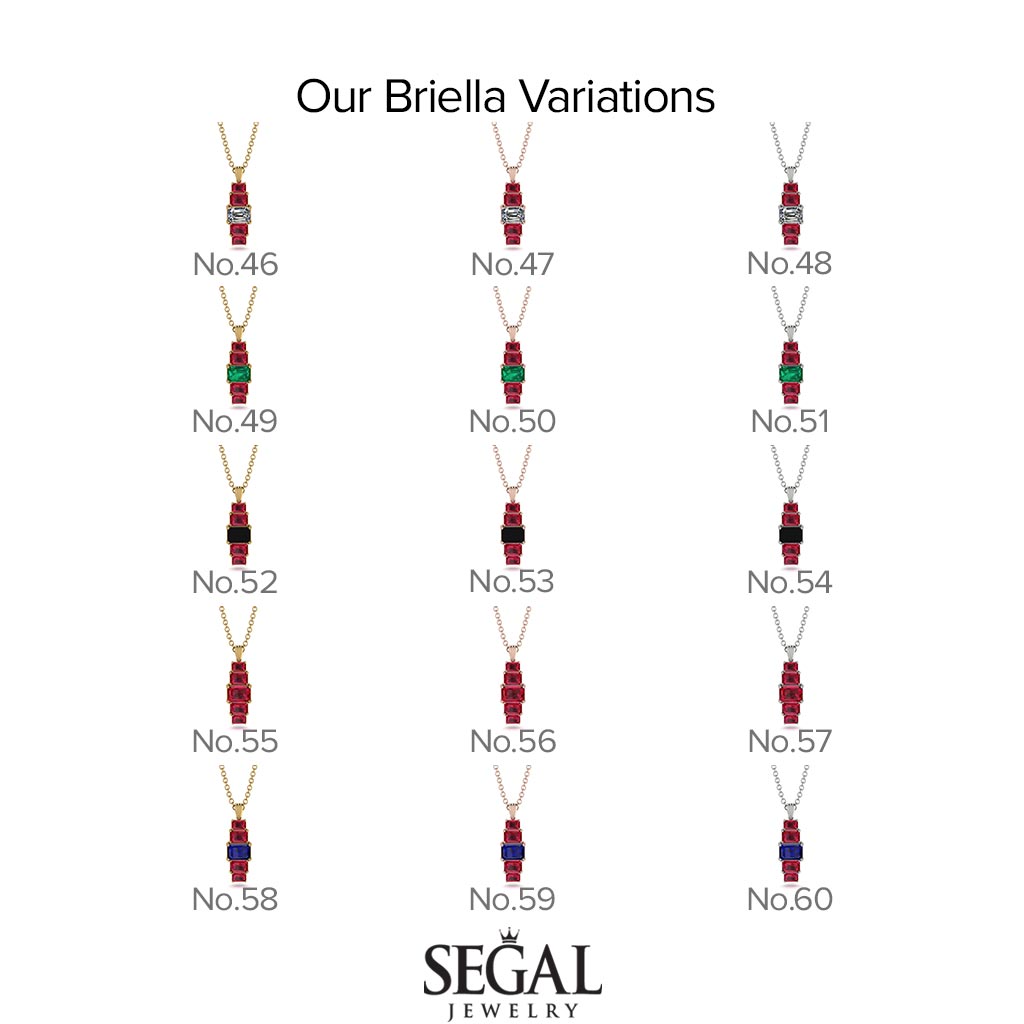 Emerald Cut Diamond Stairs Necklace - Briella No. 31