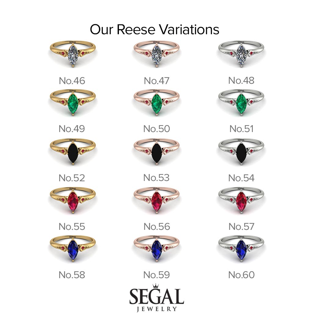 Marquise Diamond Geometrical Engagement Ring - Reese No. 3