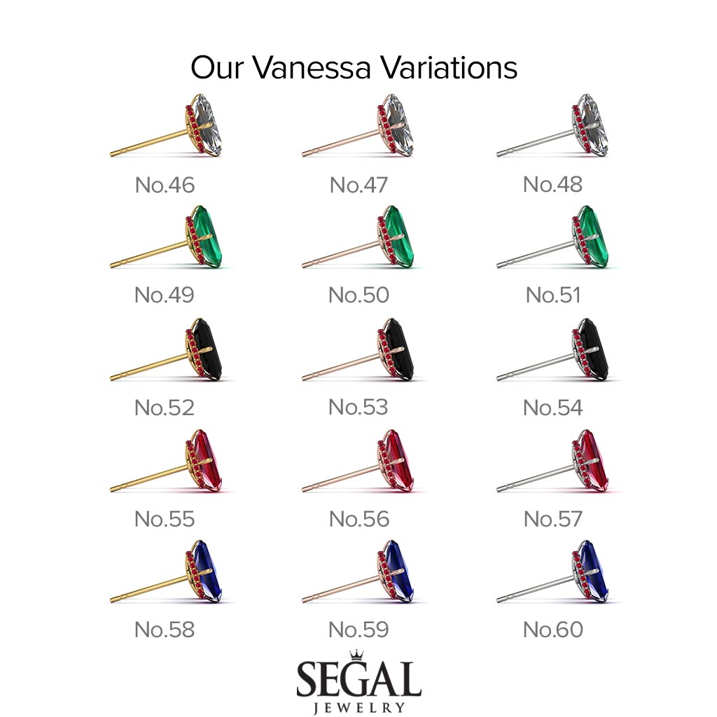 Hidden Halo Emerald Cut Ruby Earrings - Vanessa No. 71