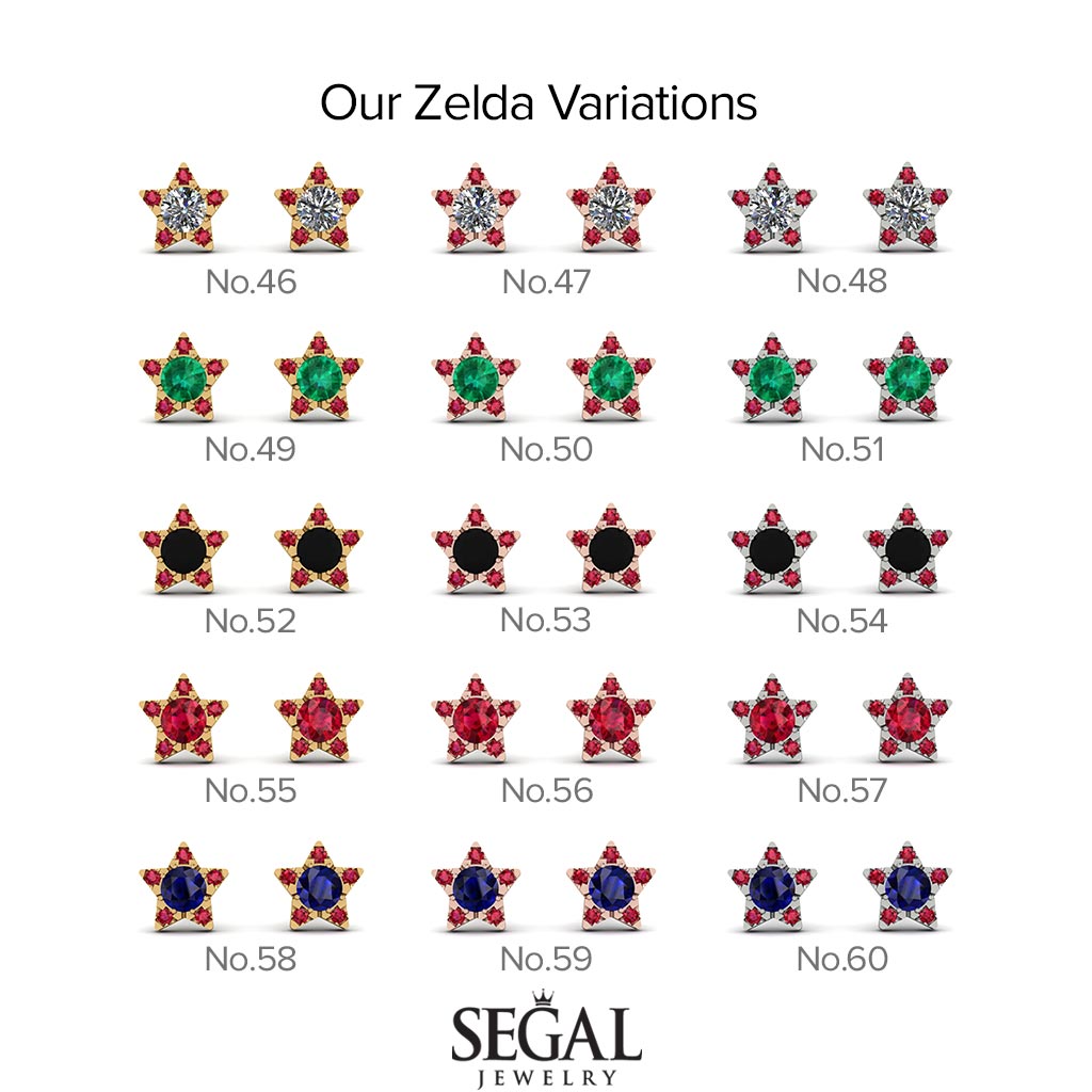Star Halo Black Diamond Earrings - Zelda No. 68