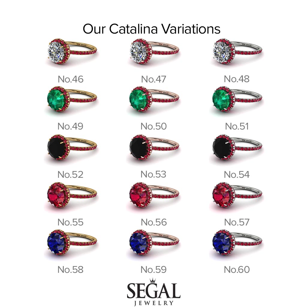 2ct Big Double Hidden Halo Ruby Engagement Ring - Catalina No. 10