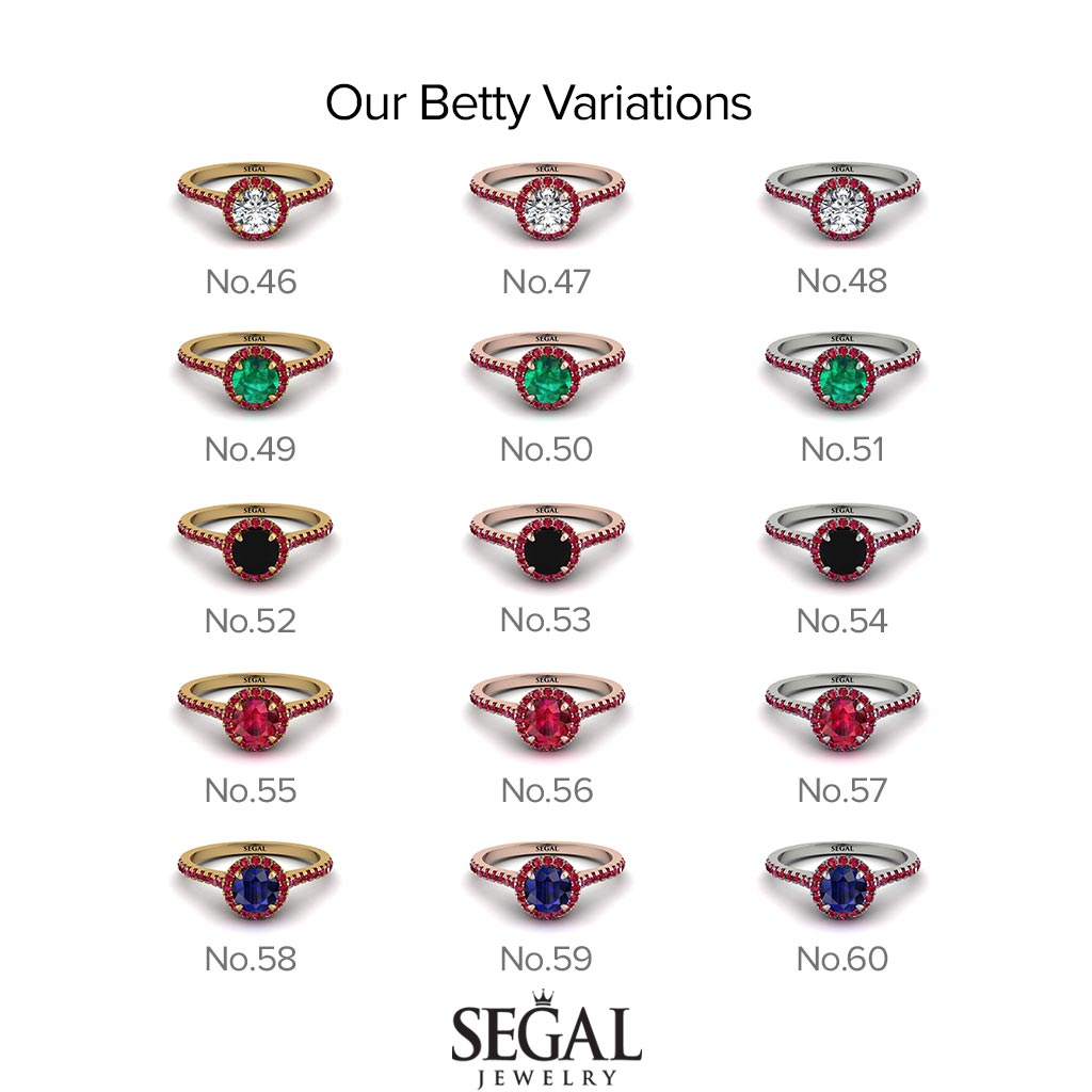 Milgrain Halo Emerald Ring - Betty No. 65