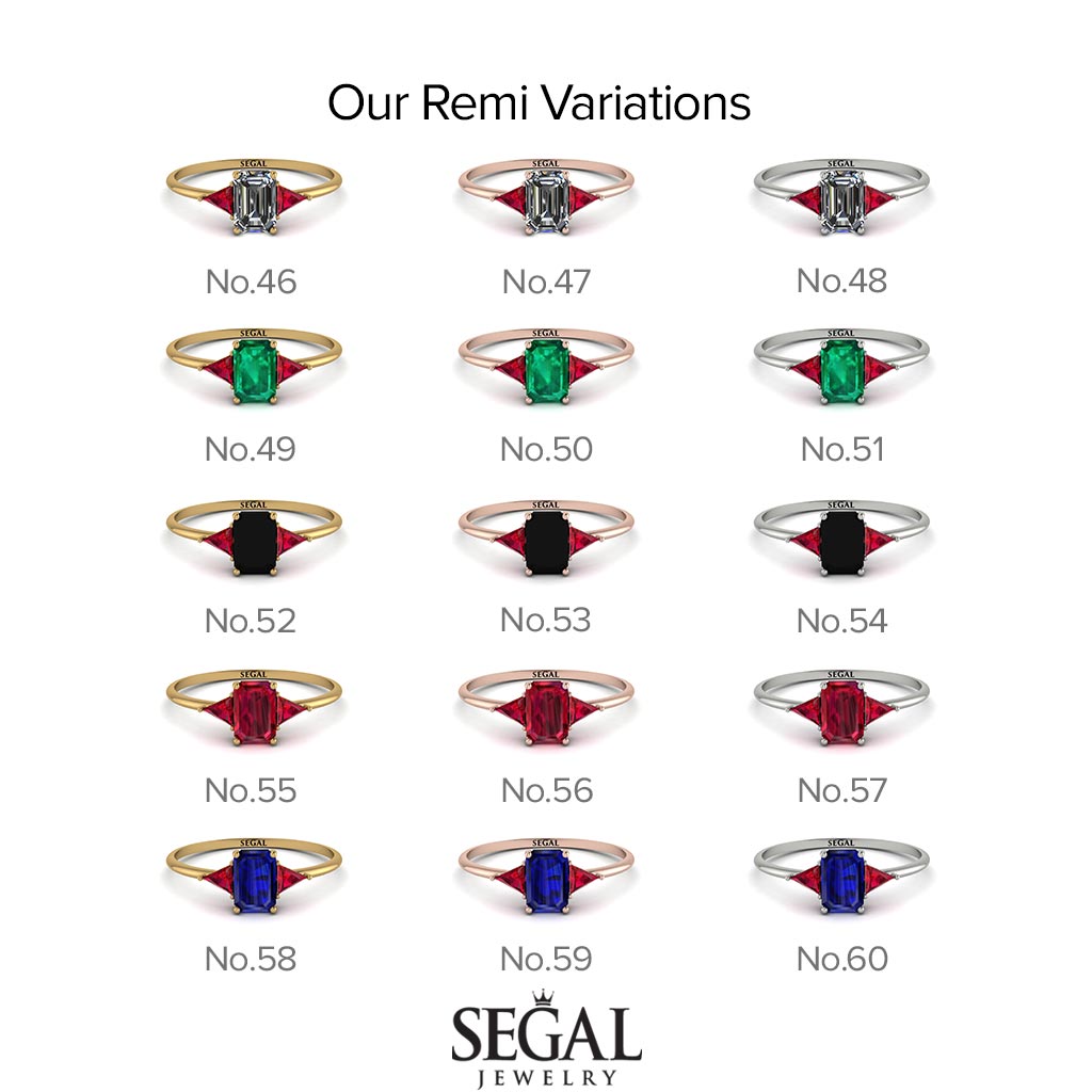 Emerald Cut Emerald With Triangles Ring - Remi No. 5