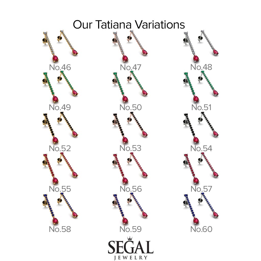 Hanging Oval Diamond Earrings - Tatiana No. 15