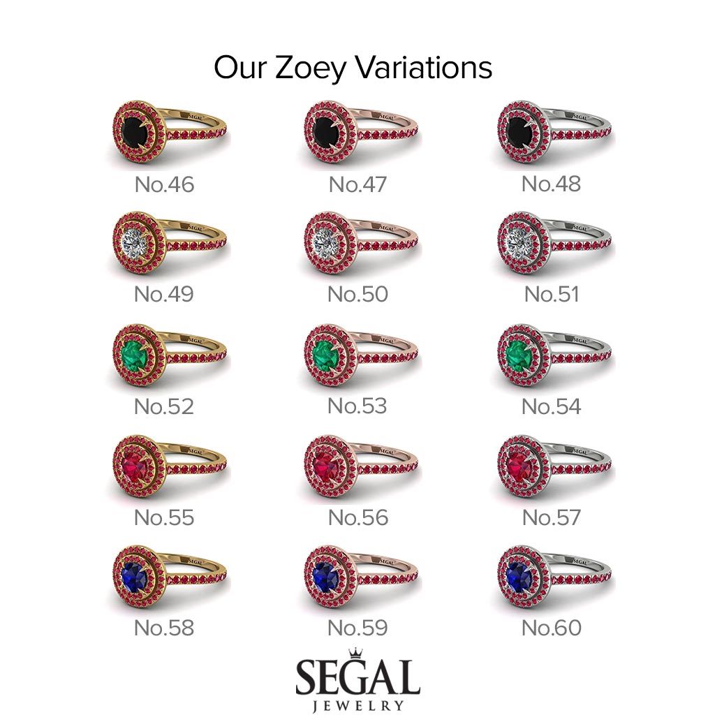 Double Halo Emerald Ring - Zoey No. 67