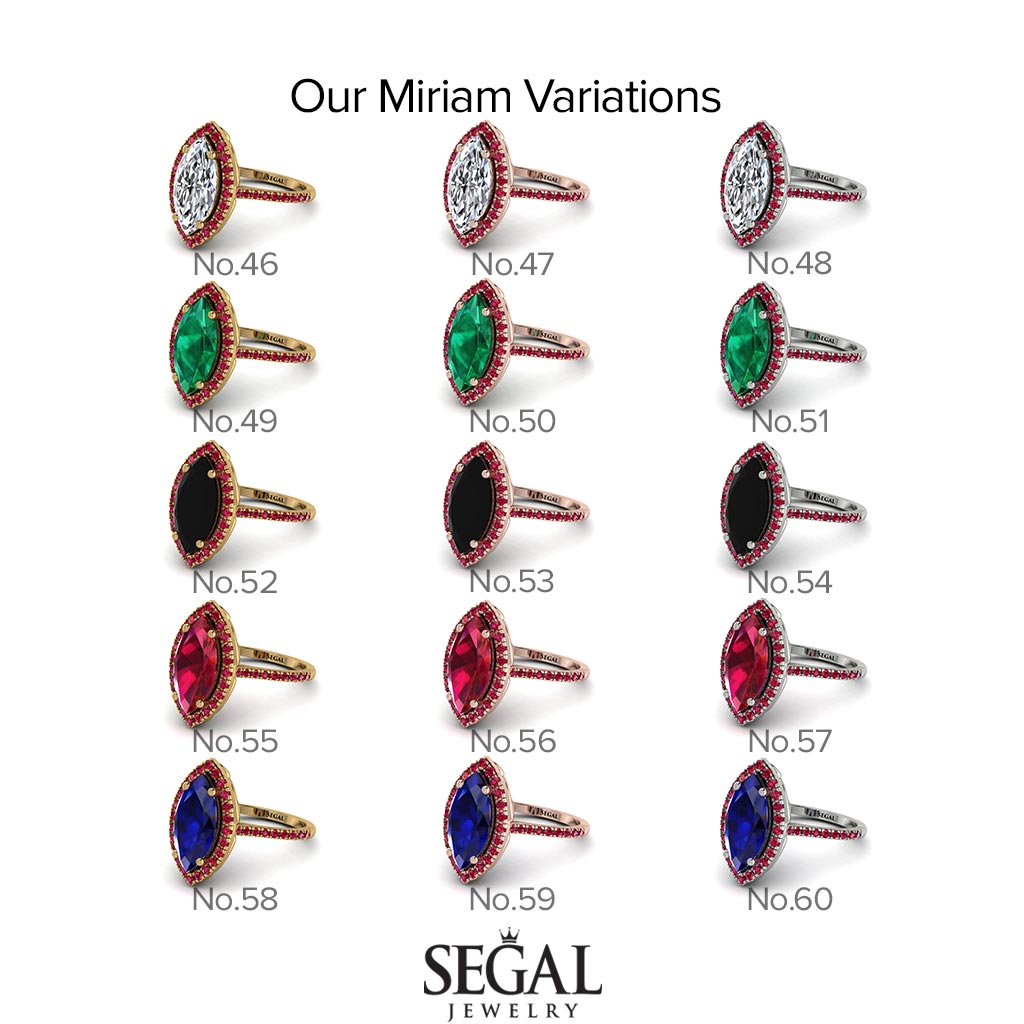 Gorgeous Marquise Cut Ruby Pave Engagement Ring With Hidden Stone - Miriam No. 26