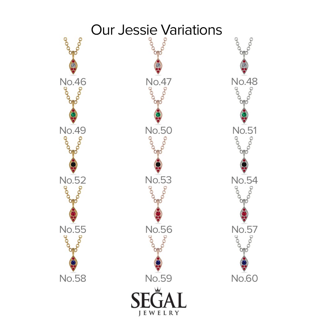 Milgrain Black Diamond Necklace - Jessie No. 36