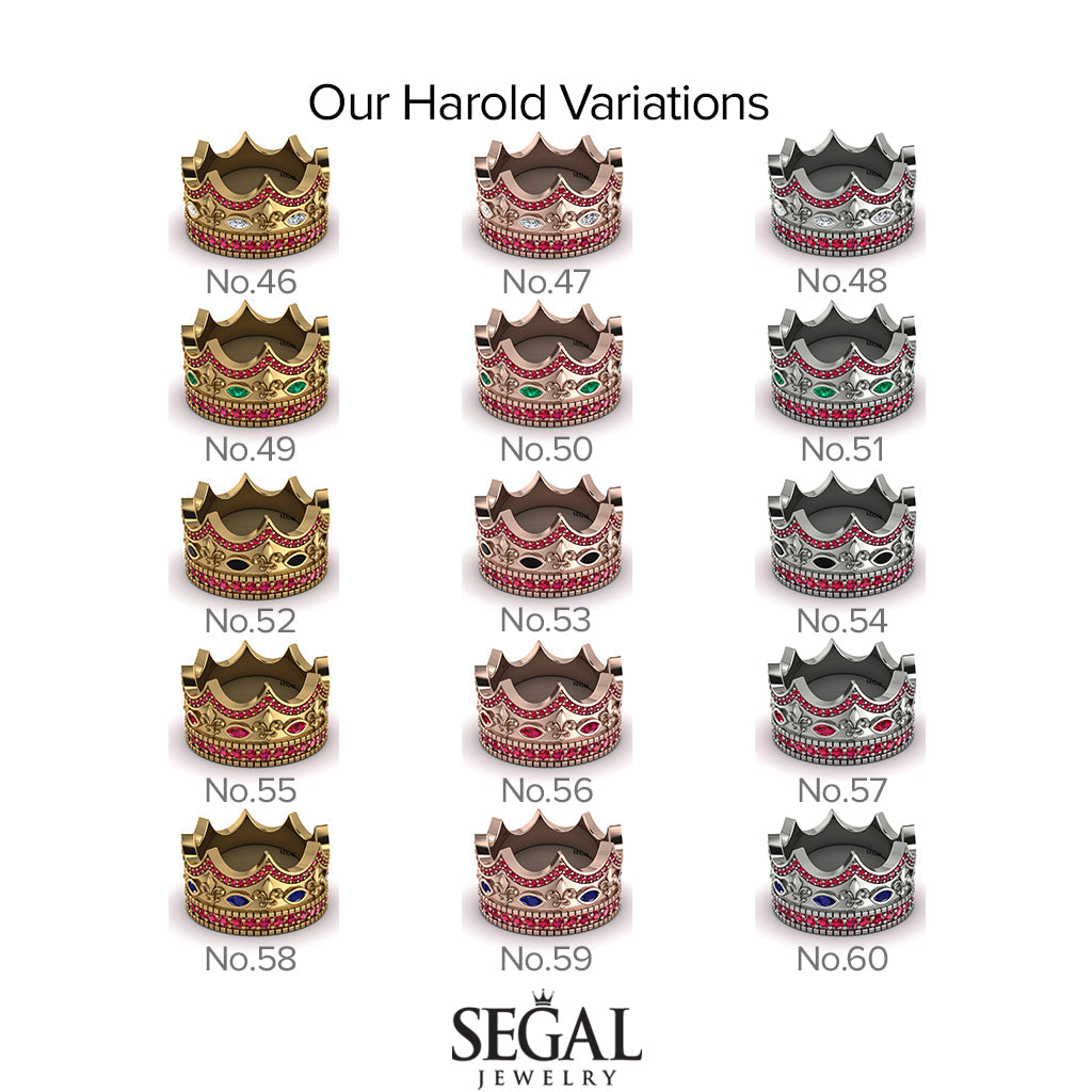 Royal Black Diamond Crown Ring For Men - Harold No. 45