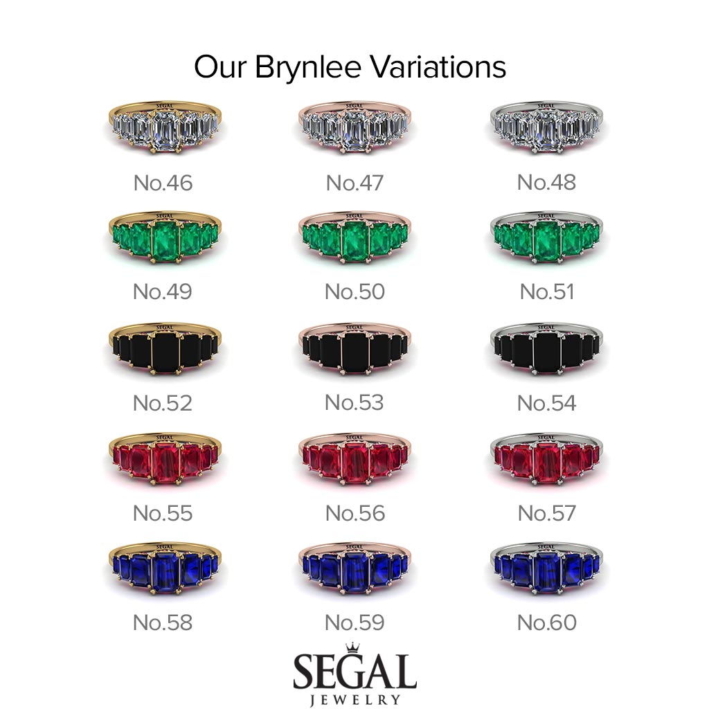 Emerald Cut Black Diamond Ring With Hidden Black Diamonds - Brynlee No. 9
