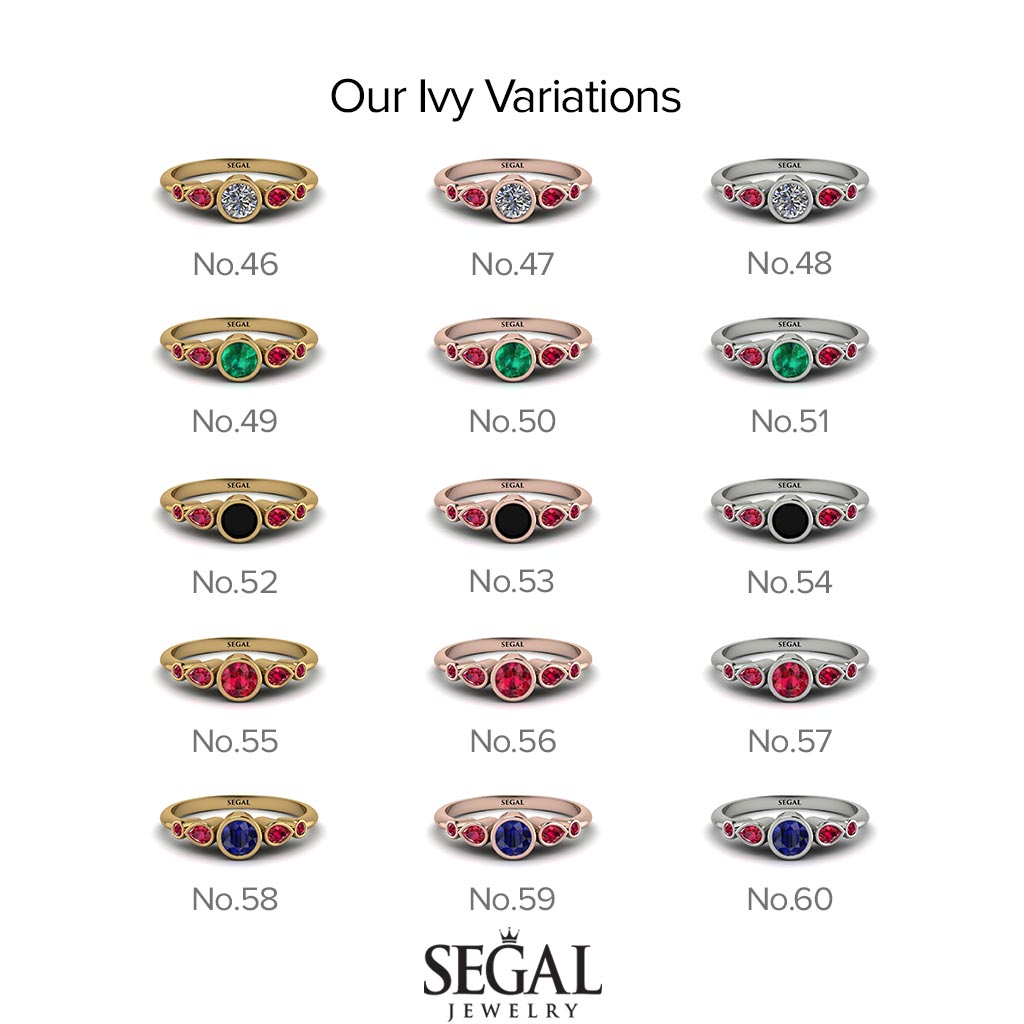 Bezel Symmetrical Black Diamond Ring - Ivy No. 69