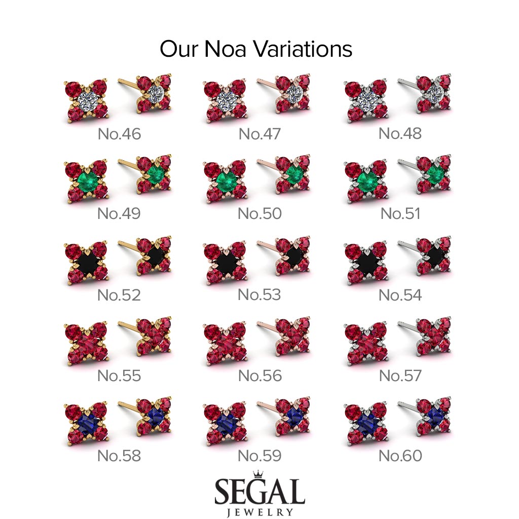 Geometrical 5 Black Diamonds Stud Earrings - Noa No. 24
