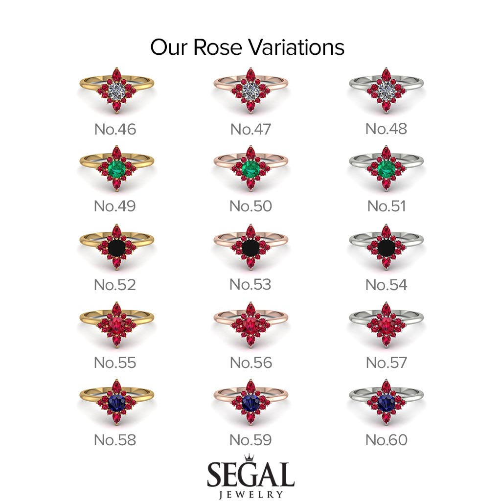 Compass Diamond Engagement Ring - Rose No. 61