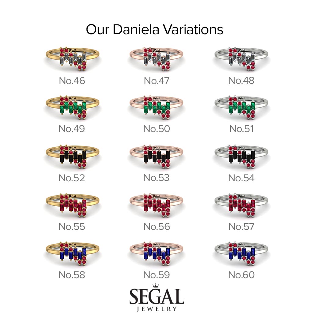 Baguette And Round Sapphire Band - Daniela No. 43