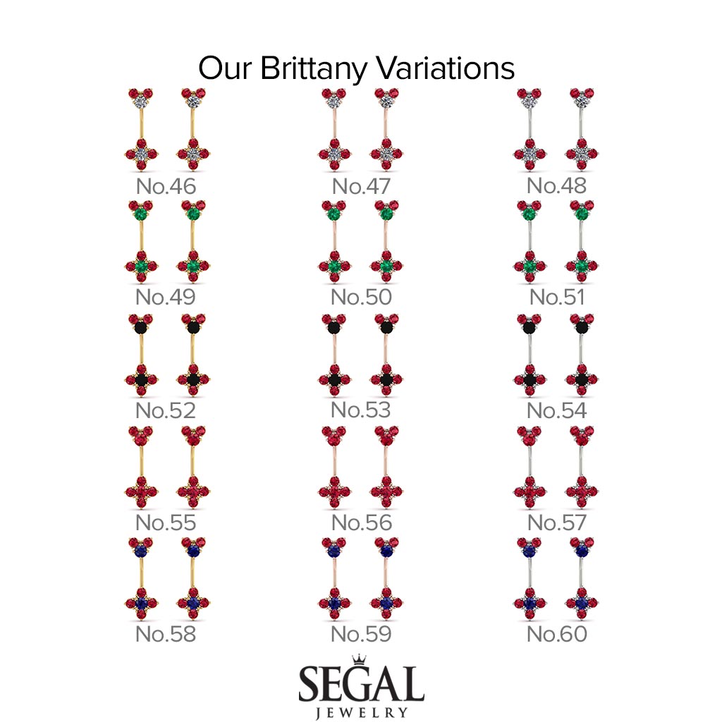 Hanging Black Diamond Compass Earrings - Brittany No. 7
