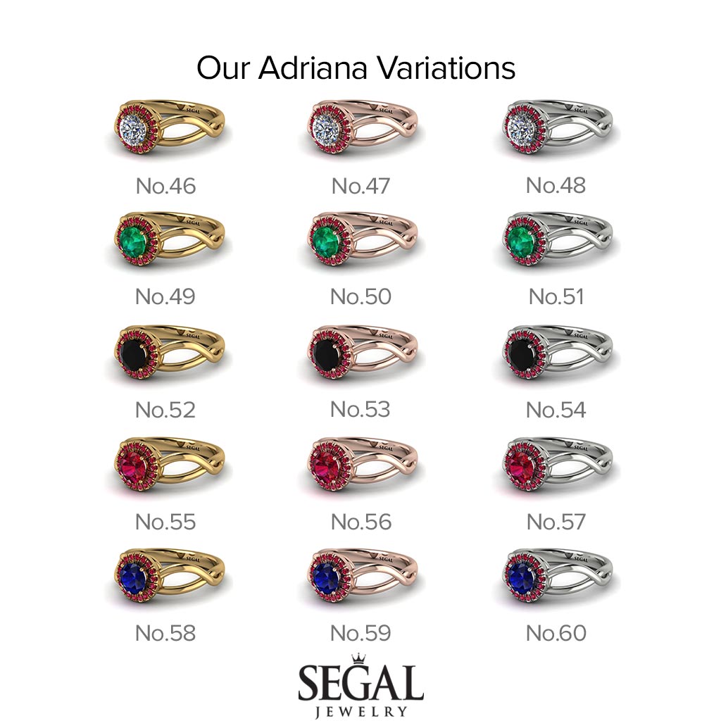 Split Shank Halo Emerald Engagement Ring - Adriana No. 36