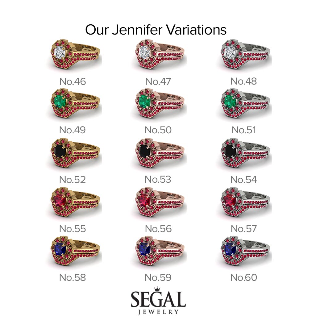 Geometrical Radiant Sapphire Bridal Set - Jennifer No. 59