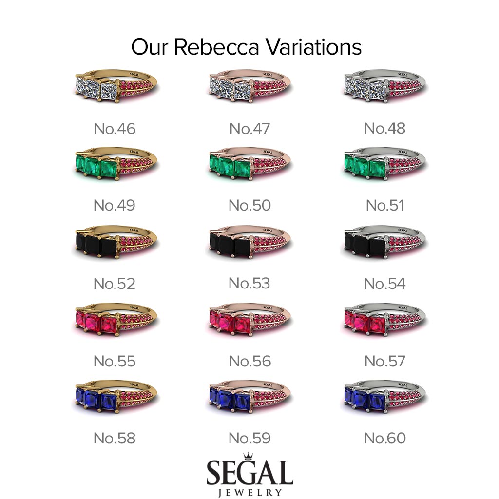 3 Stones Princess Sapphire Ring - Rebecca No. 75
