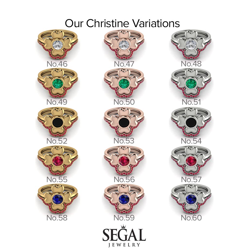Solid Clower Flower Emerald Bridal Set - Christine No. 49