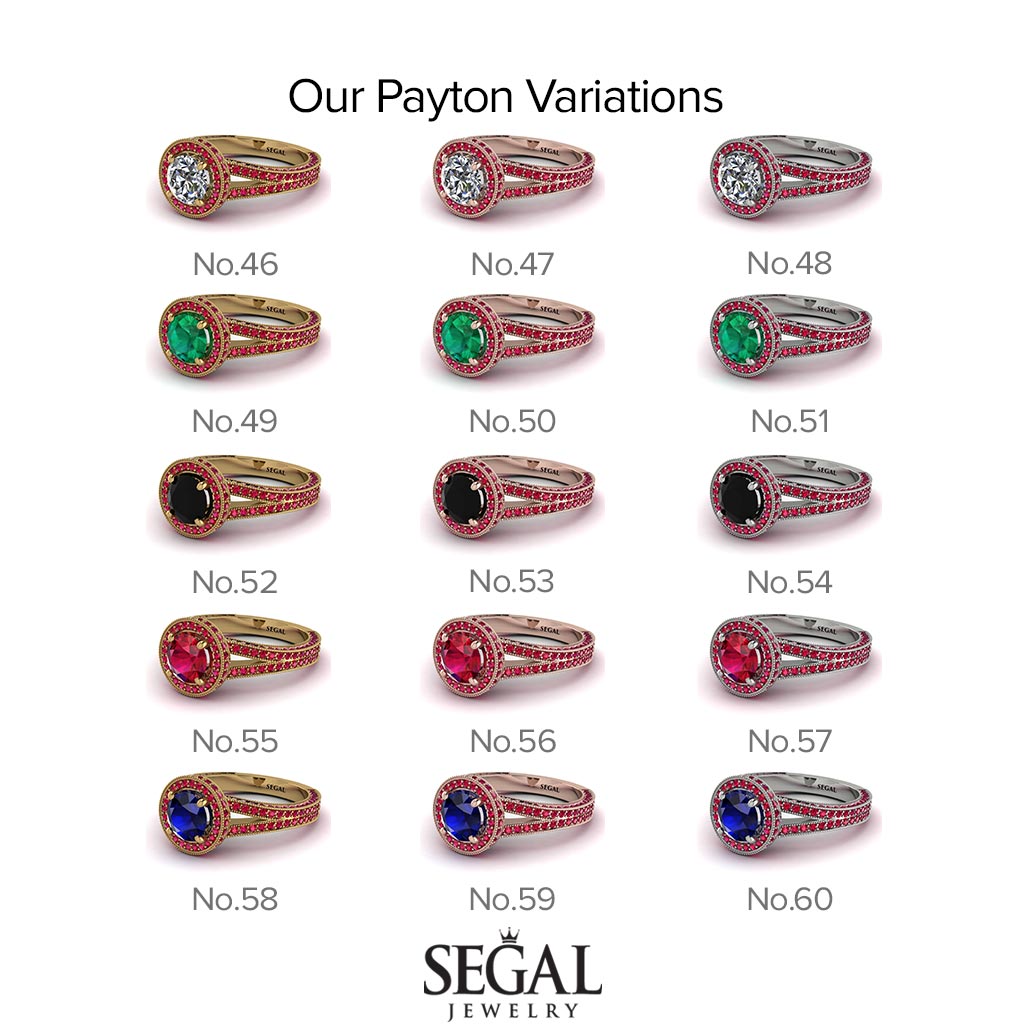 Two Tones Milgrain Round Diamond Engagement Ring - Payton No. 76