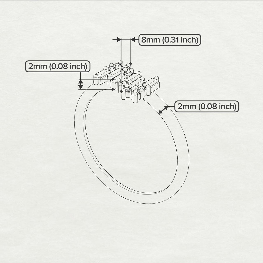 Baguette And Round Black Diamond Band - Daniela No. 8