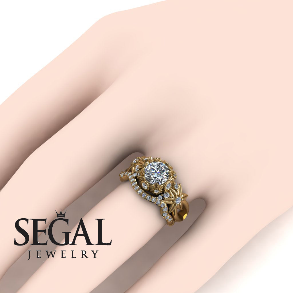 Flowers And Branches Bridal Set Diamond Ring - Katherine no. 1
