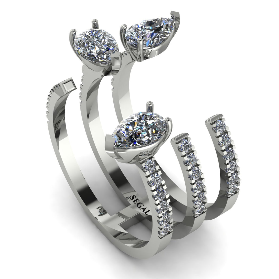 Pear Shape Diamond Glam Open Ring - Quinn No. 3