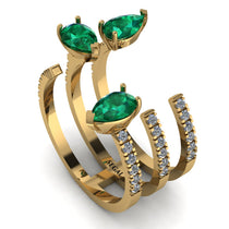 Pear Shape Emerald Glam Open Ring - Quinn No. 4 image 1