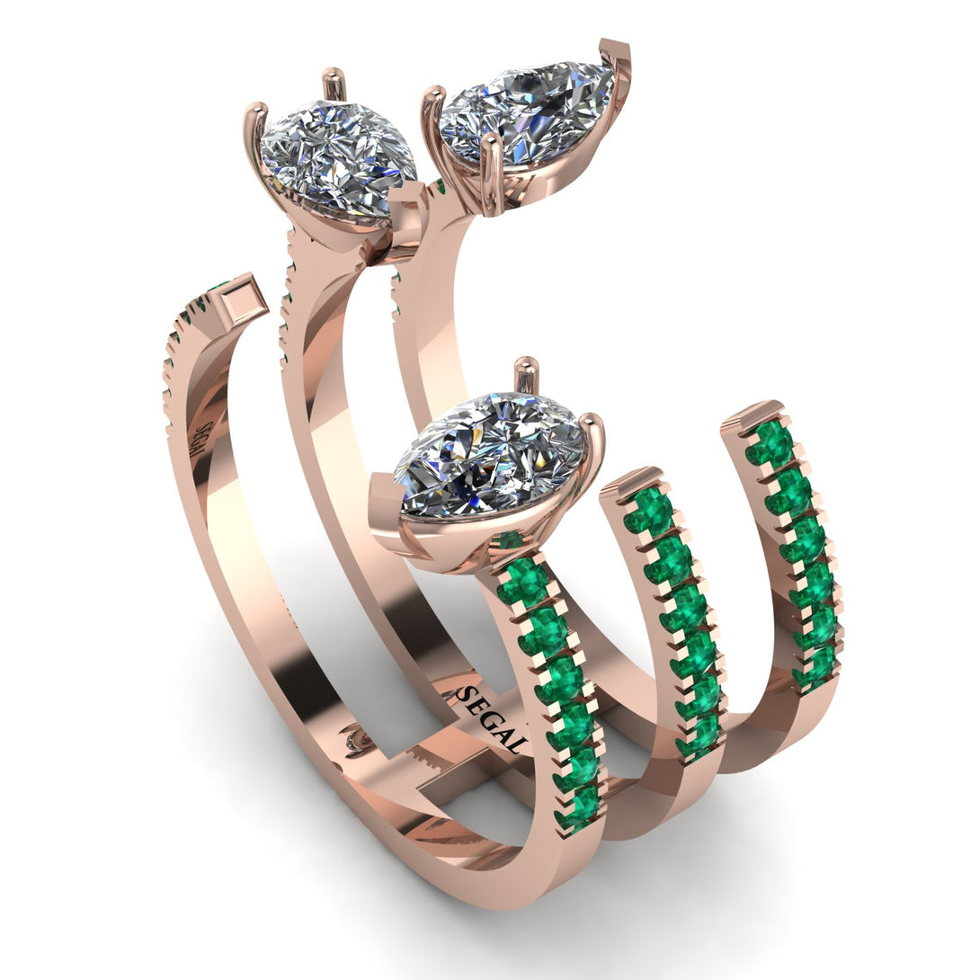 Pear Shape Diamond Glam Open Ring - Quinn No. 17