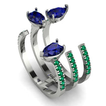 Pear Shape Sapphire Glam Open Ring - Quinn No. 30 image 1