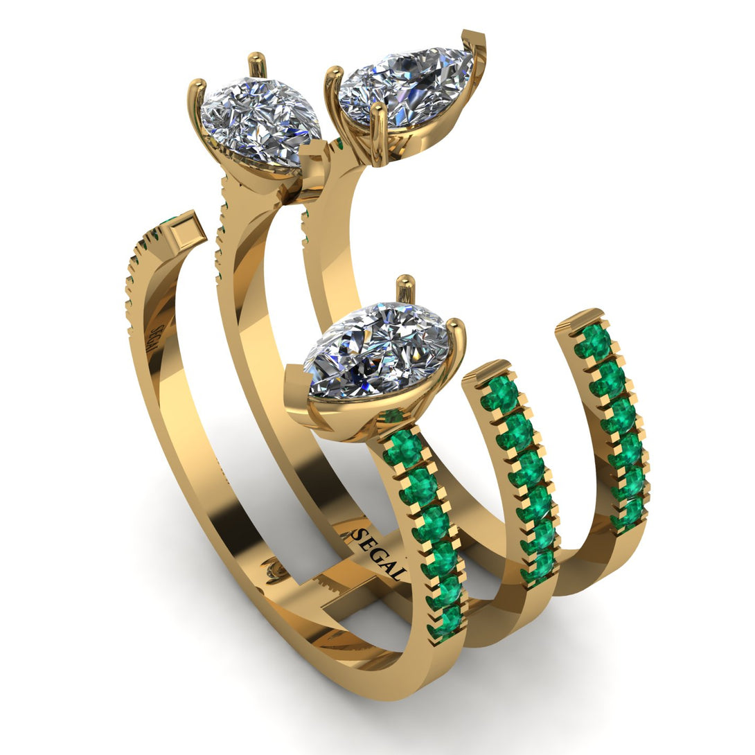 Pear Shape Diamond Glam Open Ring - Quinn No. 16
