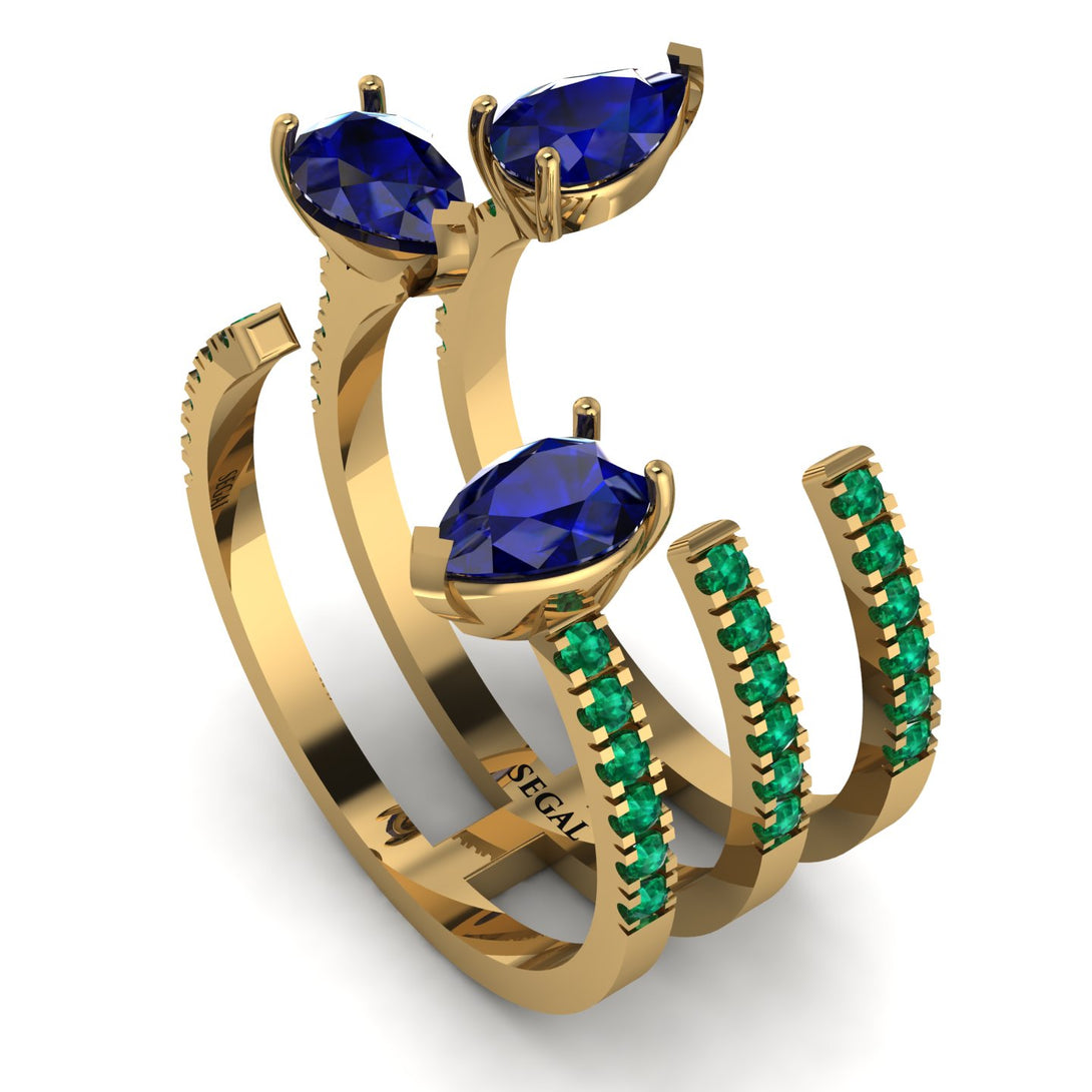 Pear Shape Sapphire Glam Open Ring - Quinn No. 28