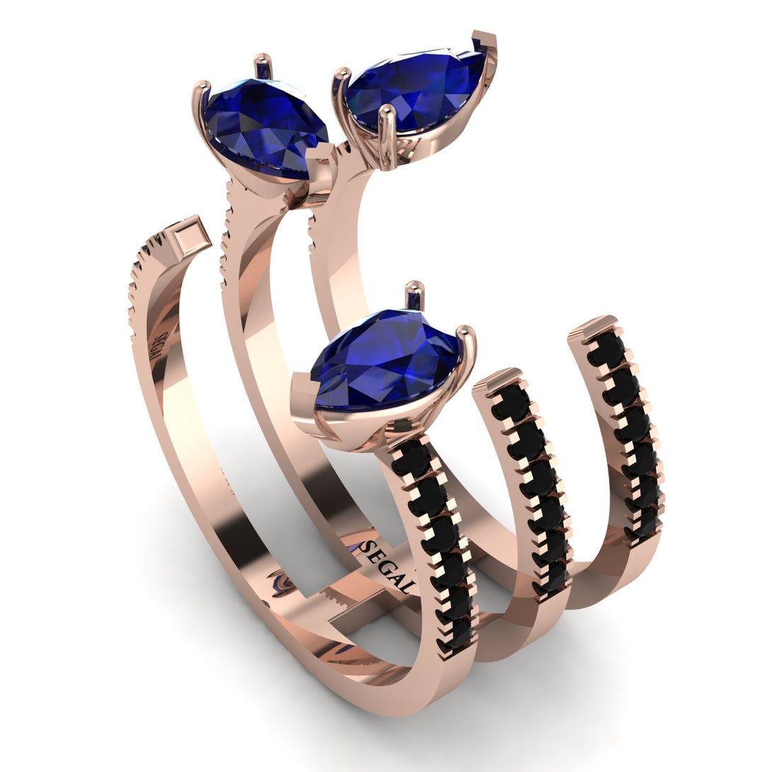 Pear Shape Sapphire Glam Open Ring - Quinn No. 44