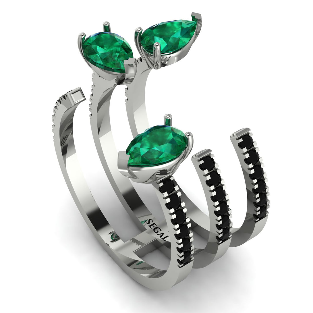 Pear Shape Emerald Glam Open Ring - Quinn No. 36