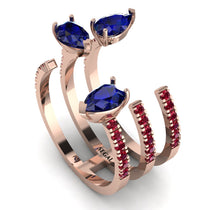 Pear Shape Sapphire Glam Open Ring - Quinn No. 59 image 1