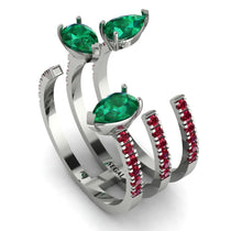 Pear Shape Emerald Glam Open Ring - Quinn No. 51 image 1