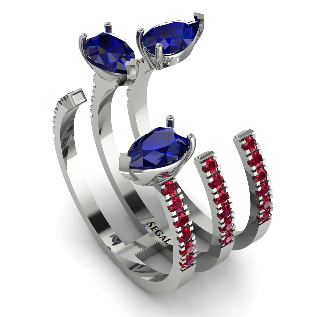 Pear Shape Sapphire Glam Open Ring - Quinn No. 60