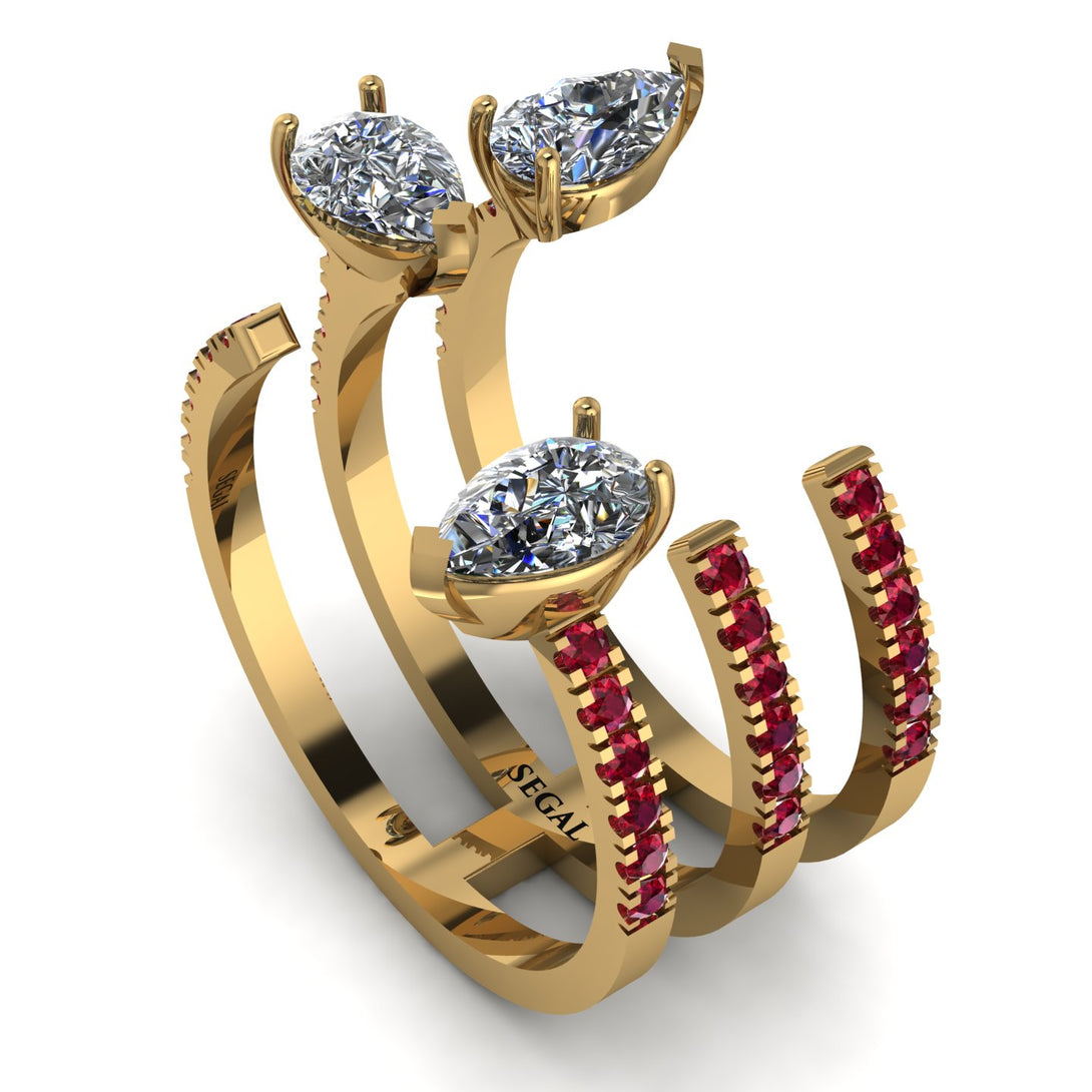 Pear Shape Diamond Glam Open Ring - Quinn No. 46