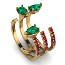 Pear Shape Emerald Glam Open Ring - Quinn No. 49 image 1