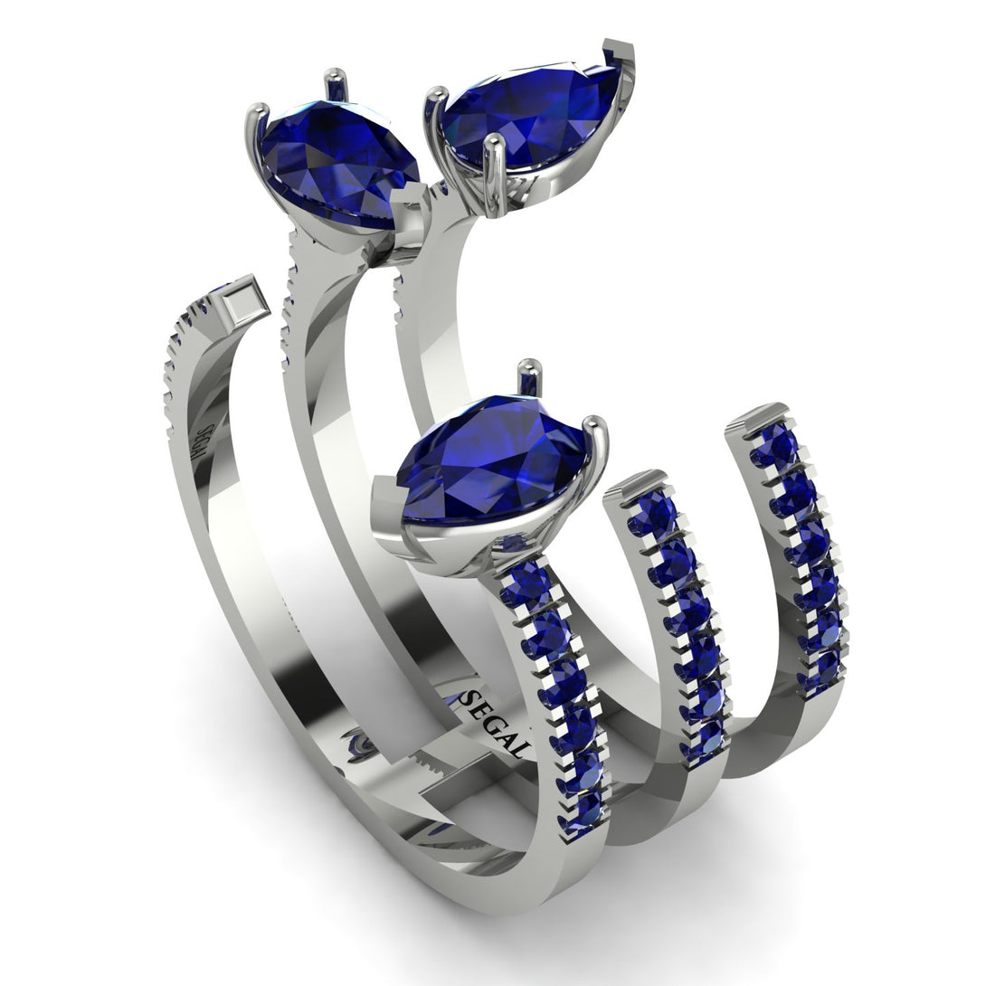 Pear Shape Sapphire Glam Open Ring - Quinn No. 75