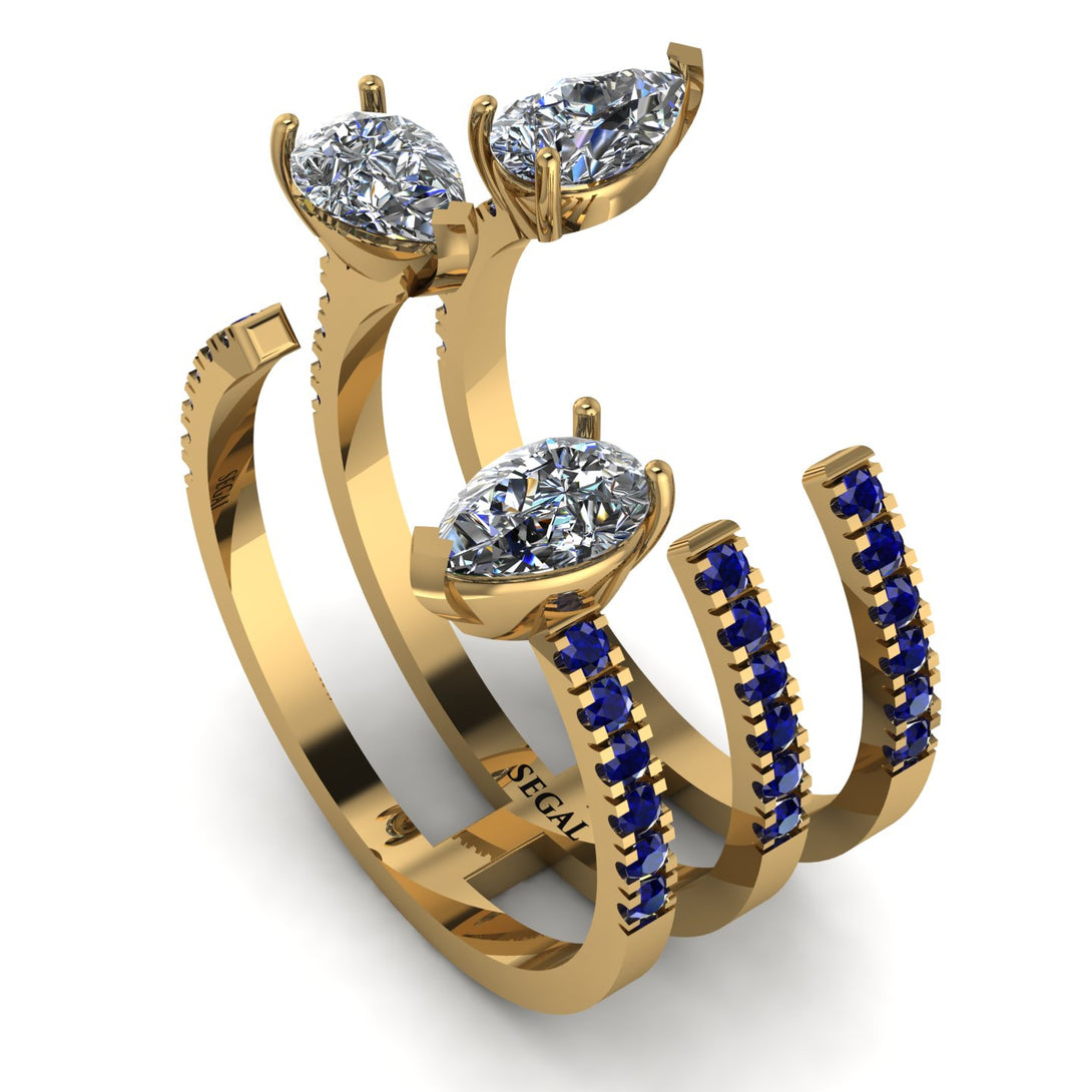 Pear Shape Diamond Glam Open Ring - Quinn No. 61