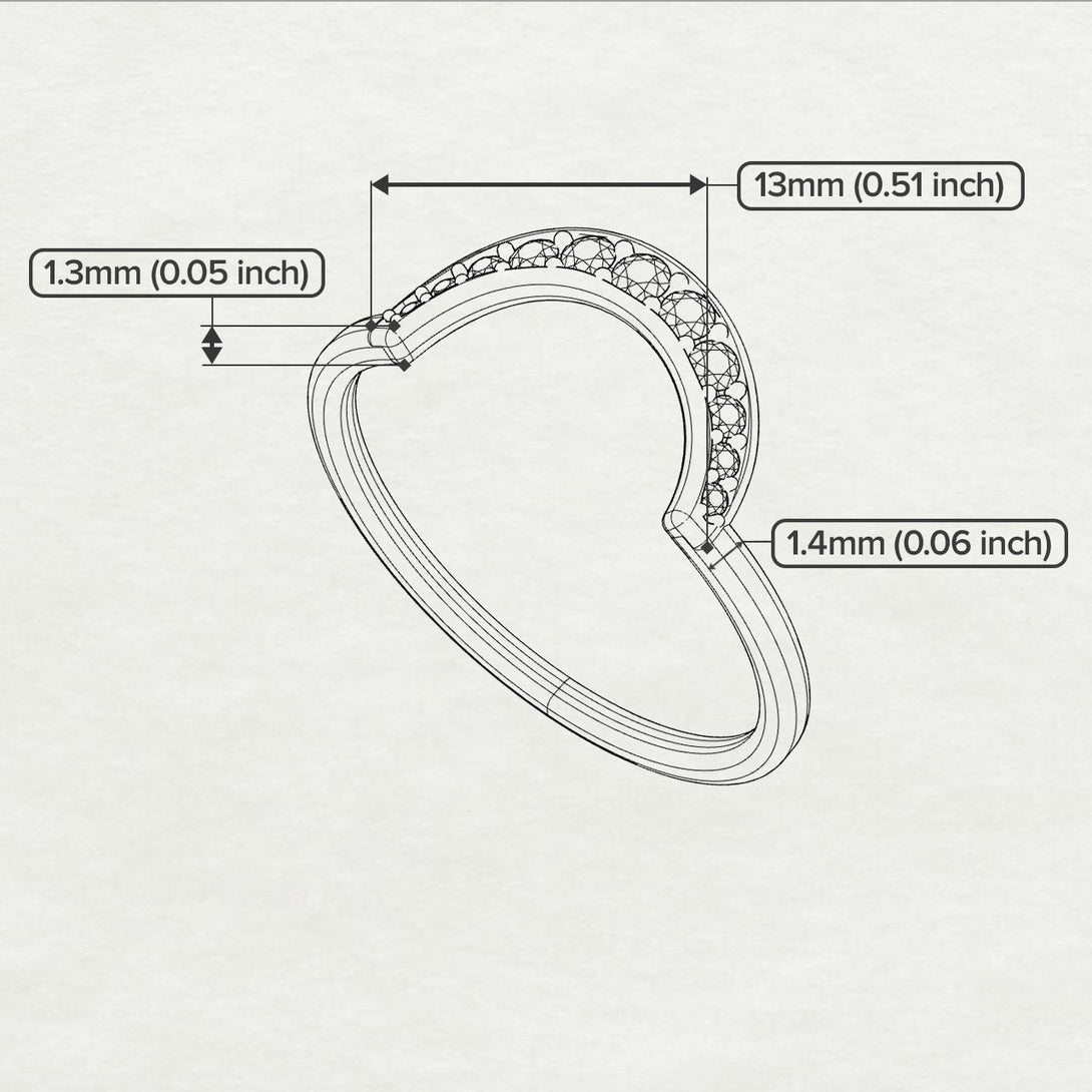 Large Half Round Stacking Diamond Ring - Brooke No. 3