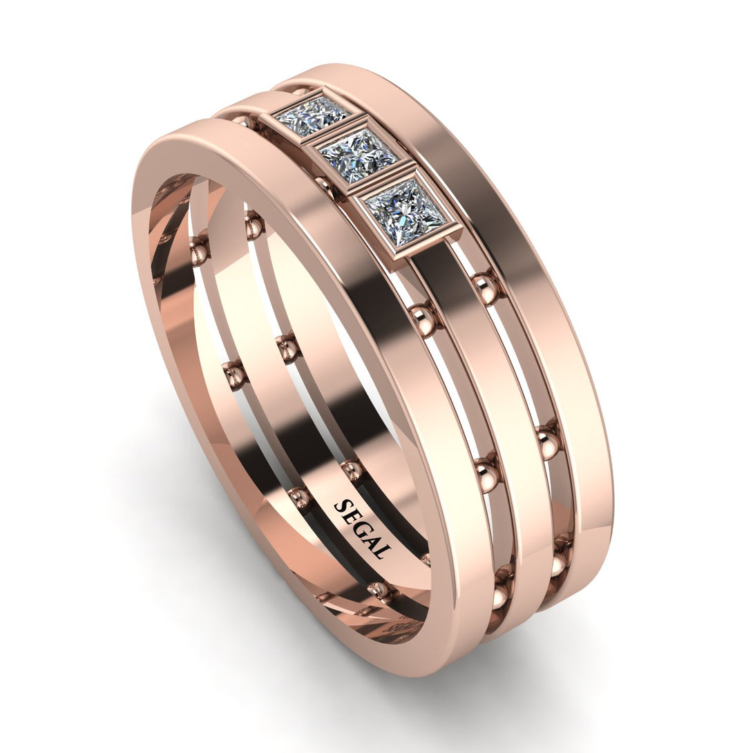 Geometrical Diamond Wedding Ring - David No. 2