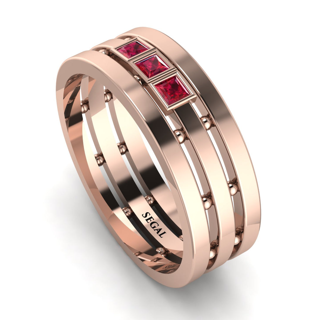 Geometrical Ruby Wedding Ring - David No. 11
