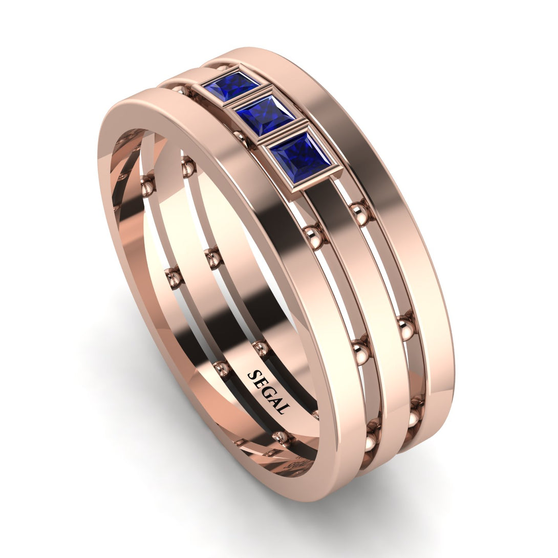 Geometrical Sapphire Wedding Ring - David No. 14
