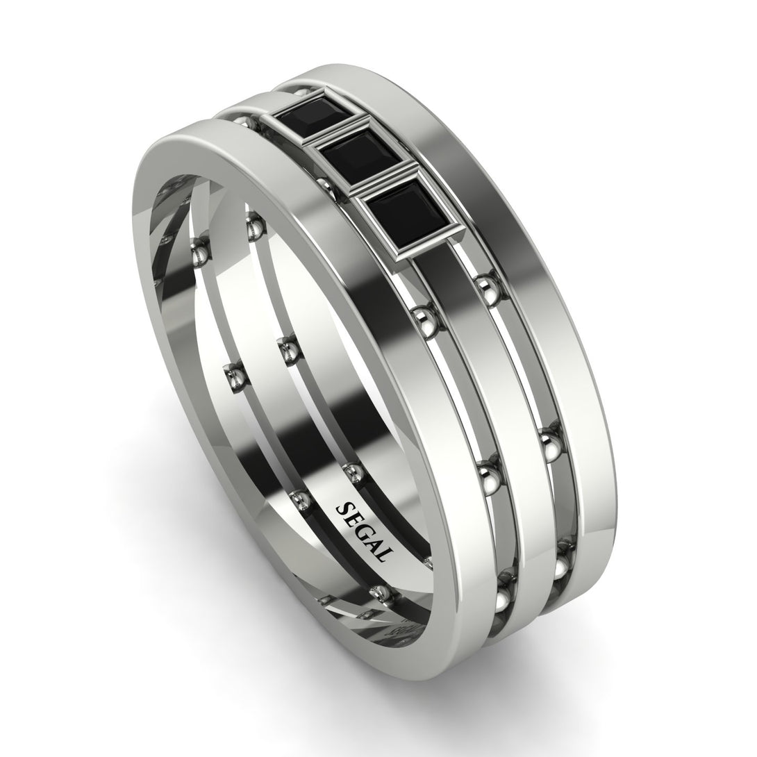 Geometrical Black Diamond Wedding Ring - David No. 9