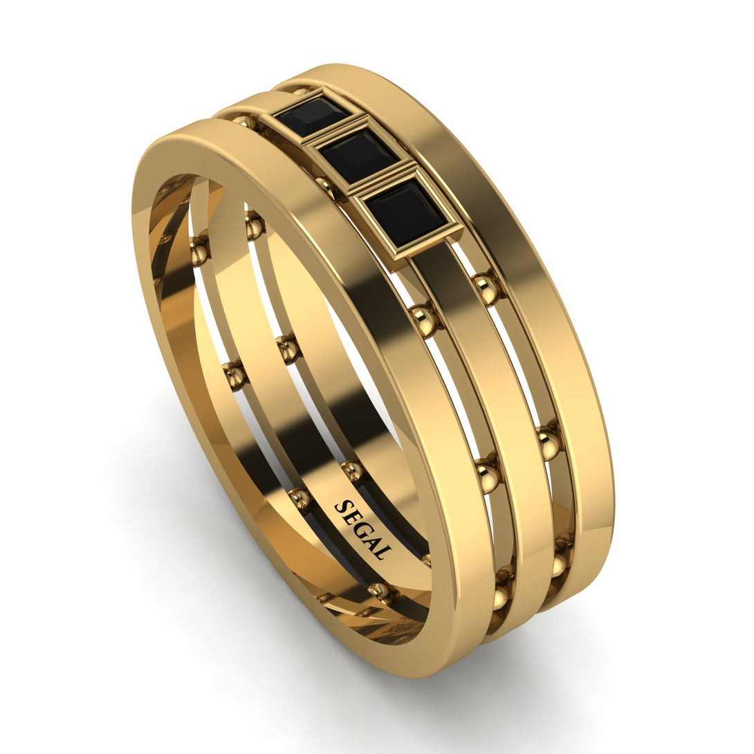 Geometrical Black Diamond Wedding Ring - David No. 7
