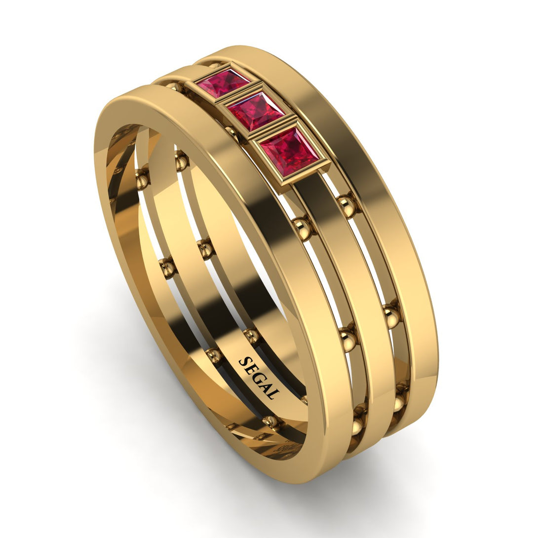 Geometrical Ruby Wedding Ring - David No. 10