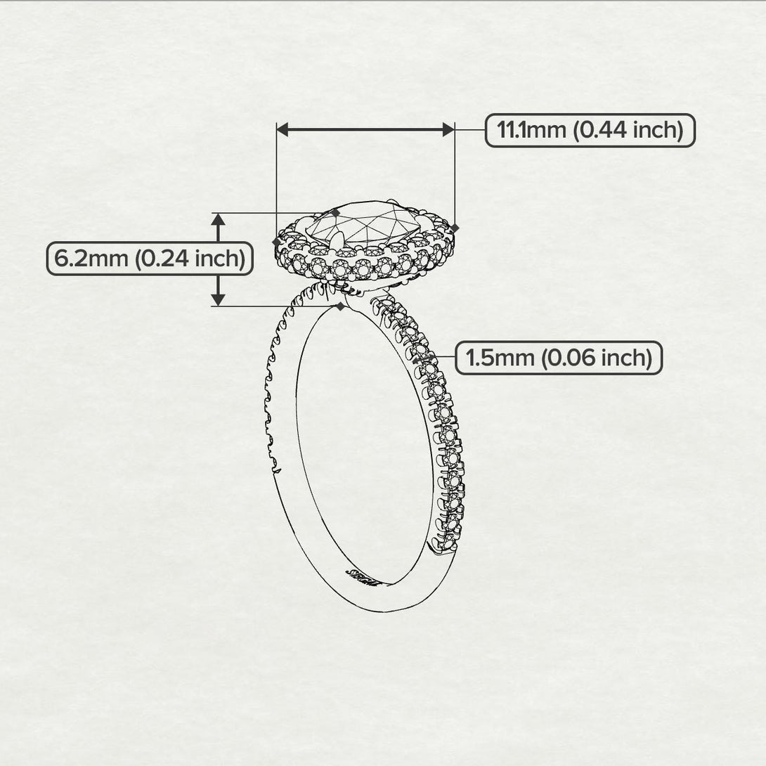Two Tones Oval Diamond Halo Hidden Diamonds Ring - Amy No. 77
